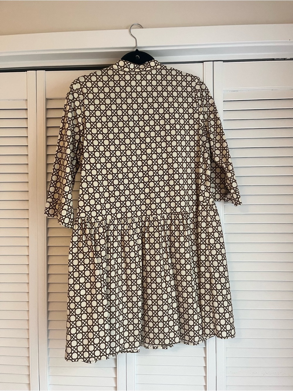Tuckernuck Royal Shirt Dress Cream and Brown Geometric Button-Front Mini Dress - Picture 3 of 3